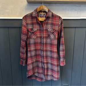 Red Plaid Cotton Flannel Shirt with Denim Accents by Jach's Girlfriend sz‎ Small
